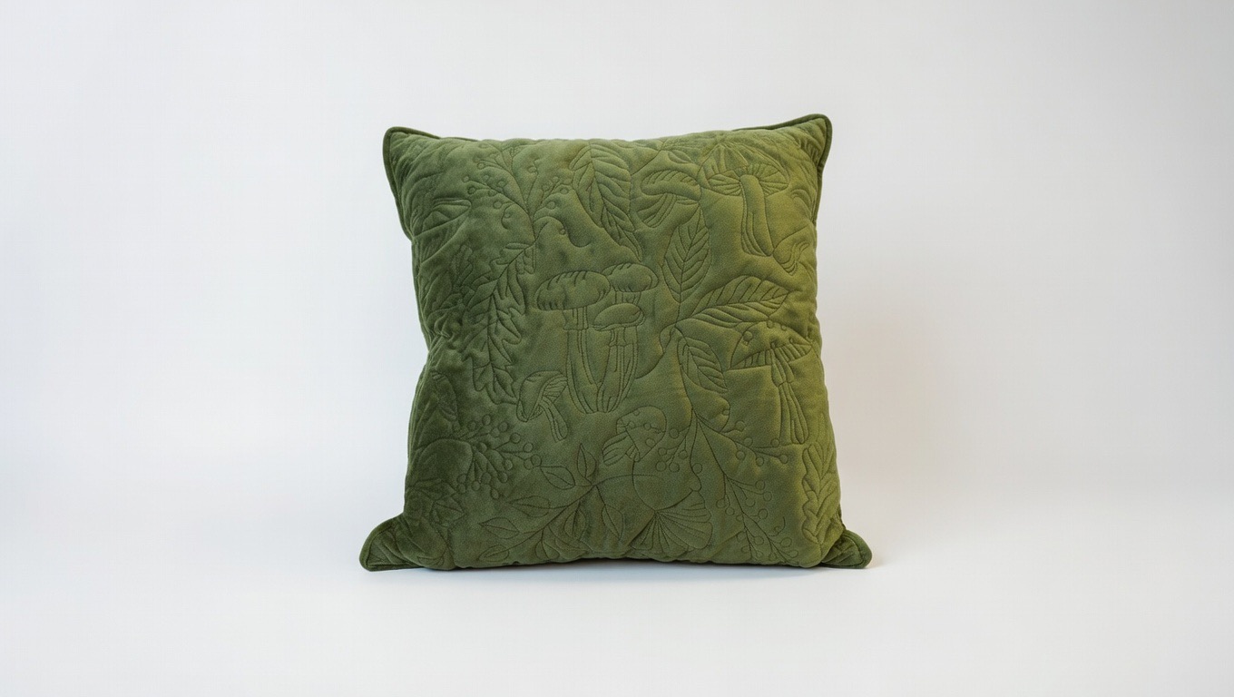 Forest Whisper Embossed Velvet Cushion