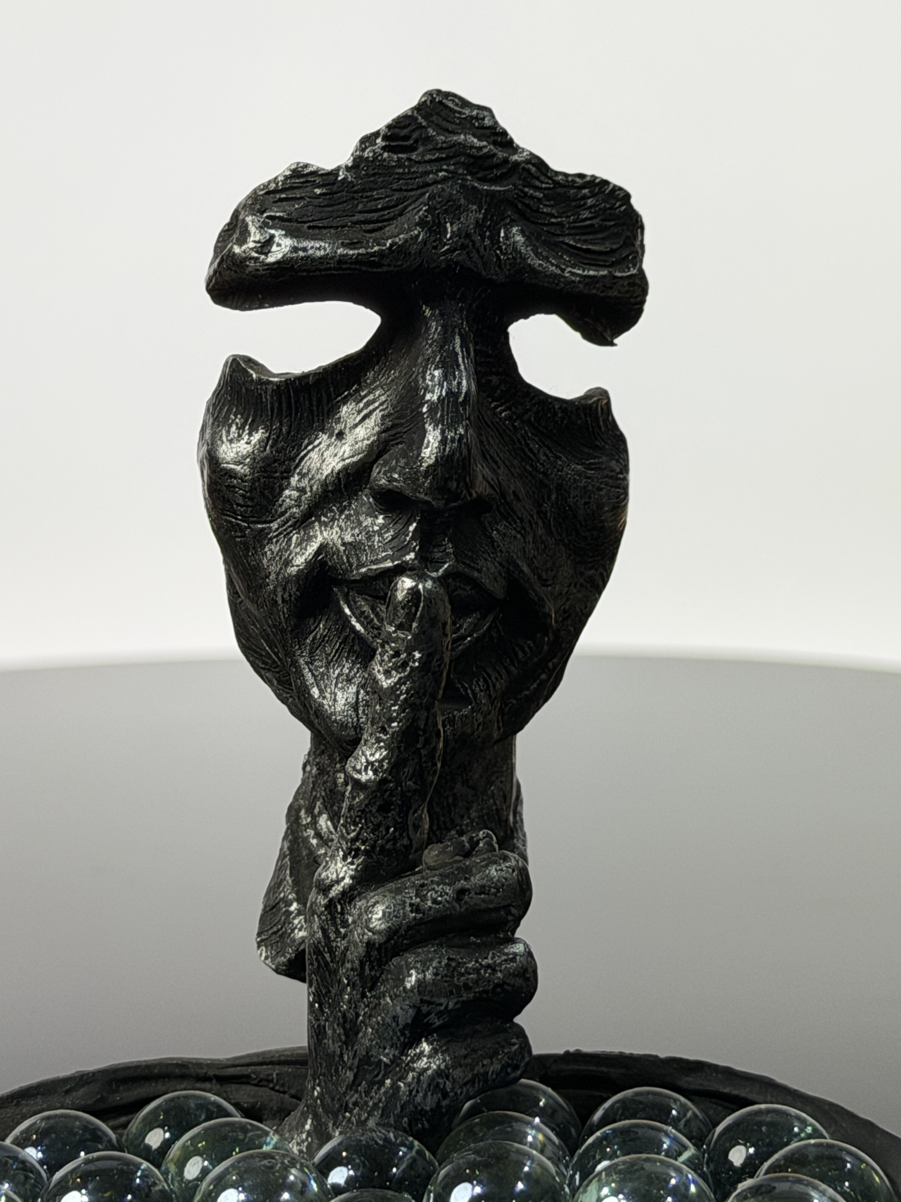 Surreal Face with Orb Base (Dark Abstract Head Sculpture)